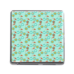 Light Teal Heart Cherries Memory Card Reader (square 5 Slot) by snowwhitegirl