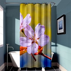 Sakura Flowers On Yellow Shower Curtain 36  X 72  (stall)  by FunnyCow