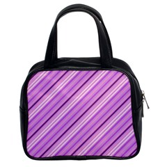 Violet Diagonal Lines Classic Handbags (2 Sides) by snowwhitegirl