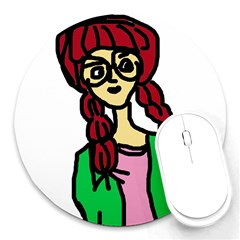 Nerdy Girl Round Mousepads by snowwhitegirl