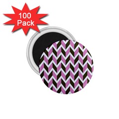 Zigzag Chevron Pattern Pink Brown 1 75  Magnets (100 Pack)  by snowwhitegirl