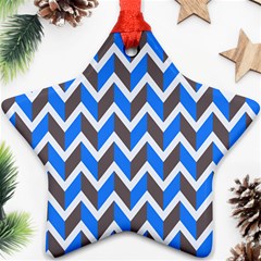 Zigzag Chevron Pattern Blue Grey Ornament (star) by snowwhitegirl