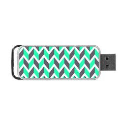 Zigzag Chevron Pattern Green Grey Portable Usb Flash (one Side) by snowwhitegirl