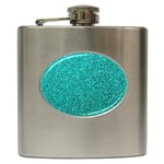 Aqua Glitter Hip Flask (6 oz) Front