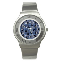 Blue  Plaid Anarchy Stainless Steel Watch by snowwhitegirl