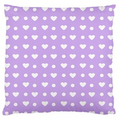 Hearts Dots Purple Large Flano Cushion Case (one Side) by snowwhitegirl