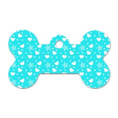 Hearts And Star Dot Blue Dog Tag Bone (two Sides) by snowwhitegirl