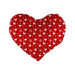 Hearts And Star Dot Red Standard 16  Premium Heart Shape Cushions by snowwhitegirl