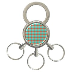 Aqua Orange Plaid 3-ring Key Chains by snowwhitegirl