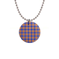 Orange Blue Plaid Button Necklaces by snowwhitegirl