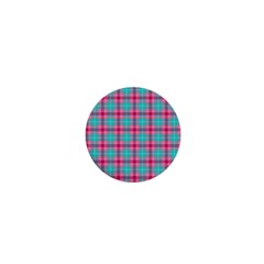 Blue Pink Plaid 1  Mini Magnets by snowwhitegirl