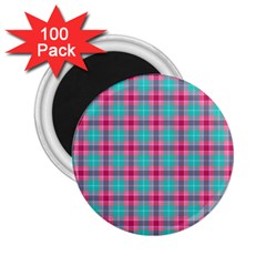 Blue Pink Plaid 2 25  Magnets (100 Pack)  by snowwhitegirl