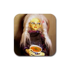 Eating Lunch Rubber Coaster (square)  by snowwhitegirl