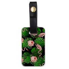 Flamingo Floral Black Luggage Tags (one Side)  by snowwhitegirl