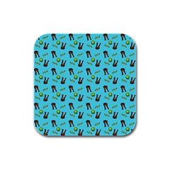 School Girl Pattern Blue Rubber Square Coaster (4 Pack)  by snowwhitegirl