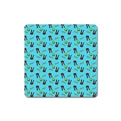 School Girl Pattern Blue Square Magnet by snowwhitegirl