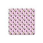 School Girl Pattern Pink Square Magnet Front