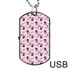 School Girl Pattern Pink Dog Tag Usb Flash (two Sides) by snowwhitegirl