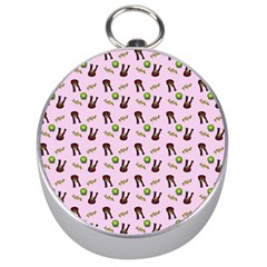 School Girl Pattern Pink Silver Compasses by snowwhitegirl