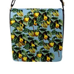 Fruit Branches Blue Flap Closure Messenger Bag (l) by snowwhitegirl