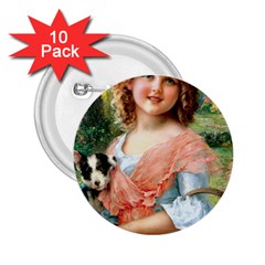 Girl With Dog 2 25  Buttons (10 Pack)  by vintage2030