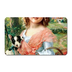 Girl With Dog Magnet (rectangular) by vintage2030