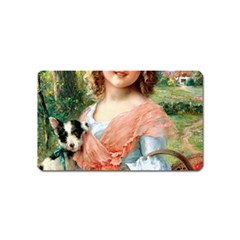 Girl With Dog Magnet (name Card) by vintage2030