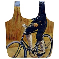 Policeman On Bicycle Full Print Recycle Bag (xl) by vintage2030