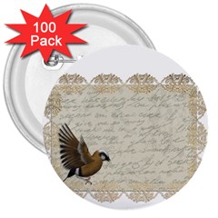 Tag Bird 3  Buttons (100 Pack)  by vintage2030