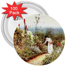 Lady And Scenery 3  Buttons (100 Pack)  by vintage2030