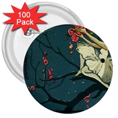 Girl And Flowers 3  Buttons (100 Pack)  by vintage2030