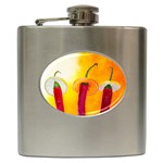 Three Red Chili Peppers Hip Flask (6 oz) Front