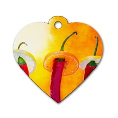 Three Red Chili Peppers Dog Tag Heart (one Side) by FunnyCow