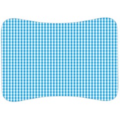 Oktoberfest Bavarian Blue And White Gingham Check Velour Seat Head Rest Cushion by PodArtist