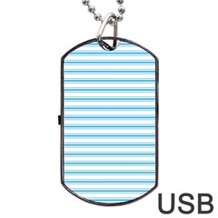 Oktoberfest Bavarian Blue And White Large Mattress Ticking Stripes Dog Tag Usb Flash (one Side) by PodArtist