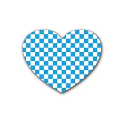 Oktoberfest Bavarian Large Blue And White Checkerboard Heart Coaster (4 Pack)  by PodArtist