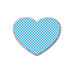 Oktoberfest Bavarian Blue And White Checkerboard Rubber Coaster (heart)  by PodArtist