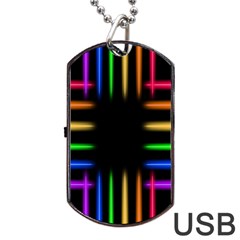 Neon Light Abstract Pattern Lines Dog Tag Usb Flash (two Sides) by Sapixe