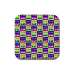 Cartoon Style Marine Life Motif Pattern Rubber Coaster (square)  by dflcprints