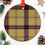 Beige Purple Plaid Ornament (Round) Front