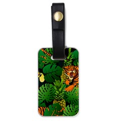 Tropical Pelican Tiger Jungle Black Luggage Tags (one Side)  by snowwhitegirl