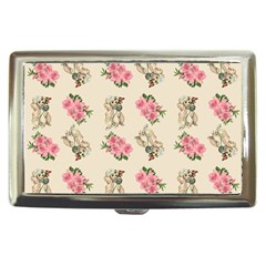 Retro Dog Floral Pattern Ecru Cigarette Money Case by snowwhitegirl