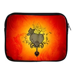 Wonderful Heart With Butterflies And Floral Elements Apple Ipad 2/3/4 Zipper Cases by FantasyWorld7