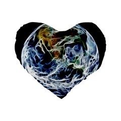 Spherical Science Fractal Planet Standard 16  Premium Flano Heart Shape Cushions by Nexatart