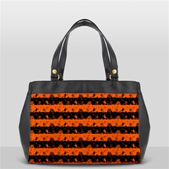 Orange And Black Spooky Halloween Nightmare Stripes Oversize Office Handbag (2 Sides) by PodArtist