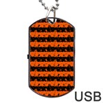 Orange and Black Spooky Halloween Nightmare Stripes Dog Tag USB Flash (Two Sides) Front