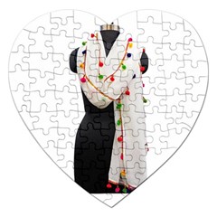 Indiahandycrfats Women Fashion White Dupatta With Multicolour Pompom All Four Sides For Girls/women Jigsaw Puzzle (heart) by Indianhandycrafts