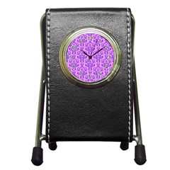 Victorian Violet Pen Holder Desk Clock by snowwhitegirl