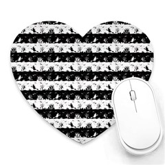 Black And White Halloween Nightmare Stripes Heart Mousepads by PodArtist