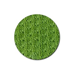 Knitted Wool Chain Green Rubber Round Coaster (4 Pack)  by vintage2030